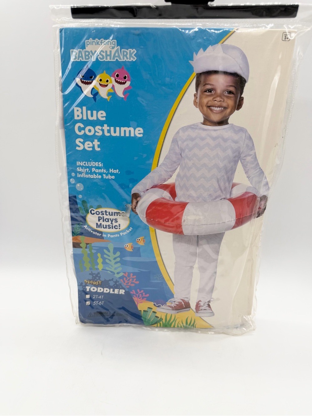 Spirit Halloween Baby Shark Blue Costume Musical New Toddler Size 5T-6T